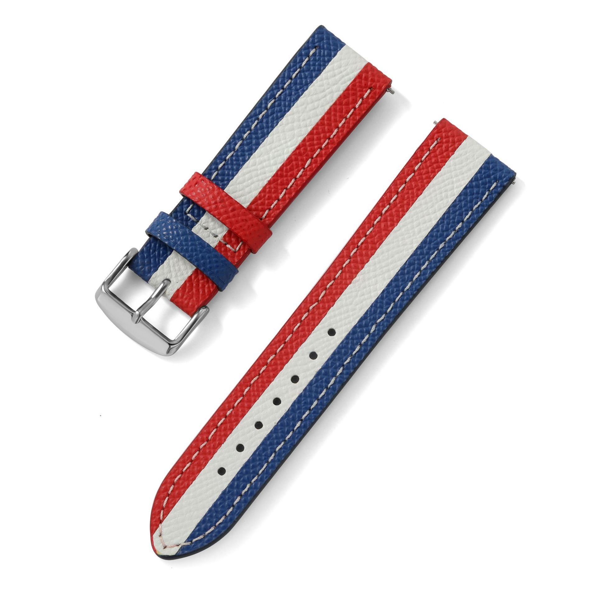 Blue, white, and red