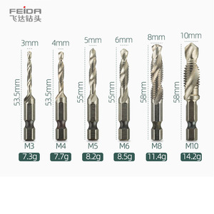 飞达定制M3 M10钛钻丝锥钻头组6pcs公制组合高速钢丝攻螺纹工具 - Product Image 2