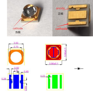 100mA Uv Led 275 nm 280nm 270nm yüksek güç Steralization için 0.6W UVC LED 275nm - Product Image 6