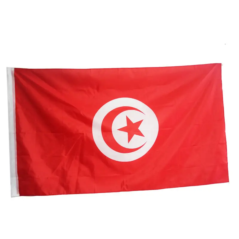 Nouveau Produit Couleur Rouge Extérieure Drapeau Personnalisé 90*150cm Tunisie Drapeau D'impression Numérique