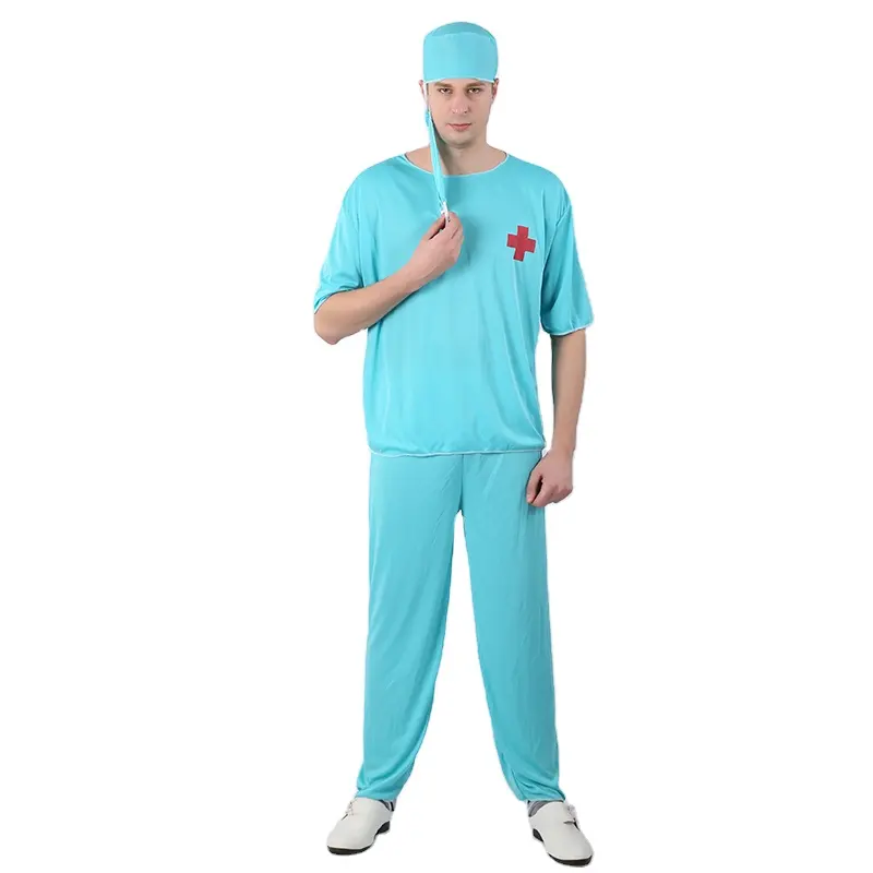 Костюм для косплея для мужчин и женщин, вечерний костюм на Хэллоуин, докторский хирургический костюм синего цвета
