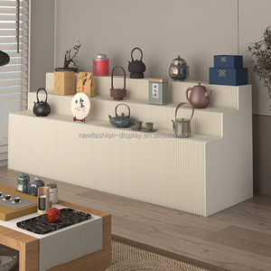 Popular Multi-Layer Design Long Shelf Easy Move Kraft Paper Shelves Foldable Display Flexible Floor Display <strong>Stand</strong> for Showroom - Product Image 4