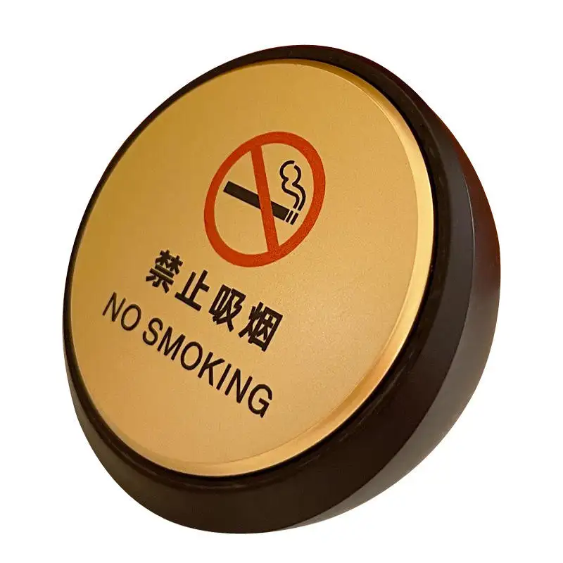 Factory wholesale ABS plastic table sign custom made gold 3D stand No smoking sign WIFI logo QR code desk sign