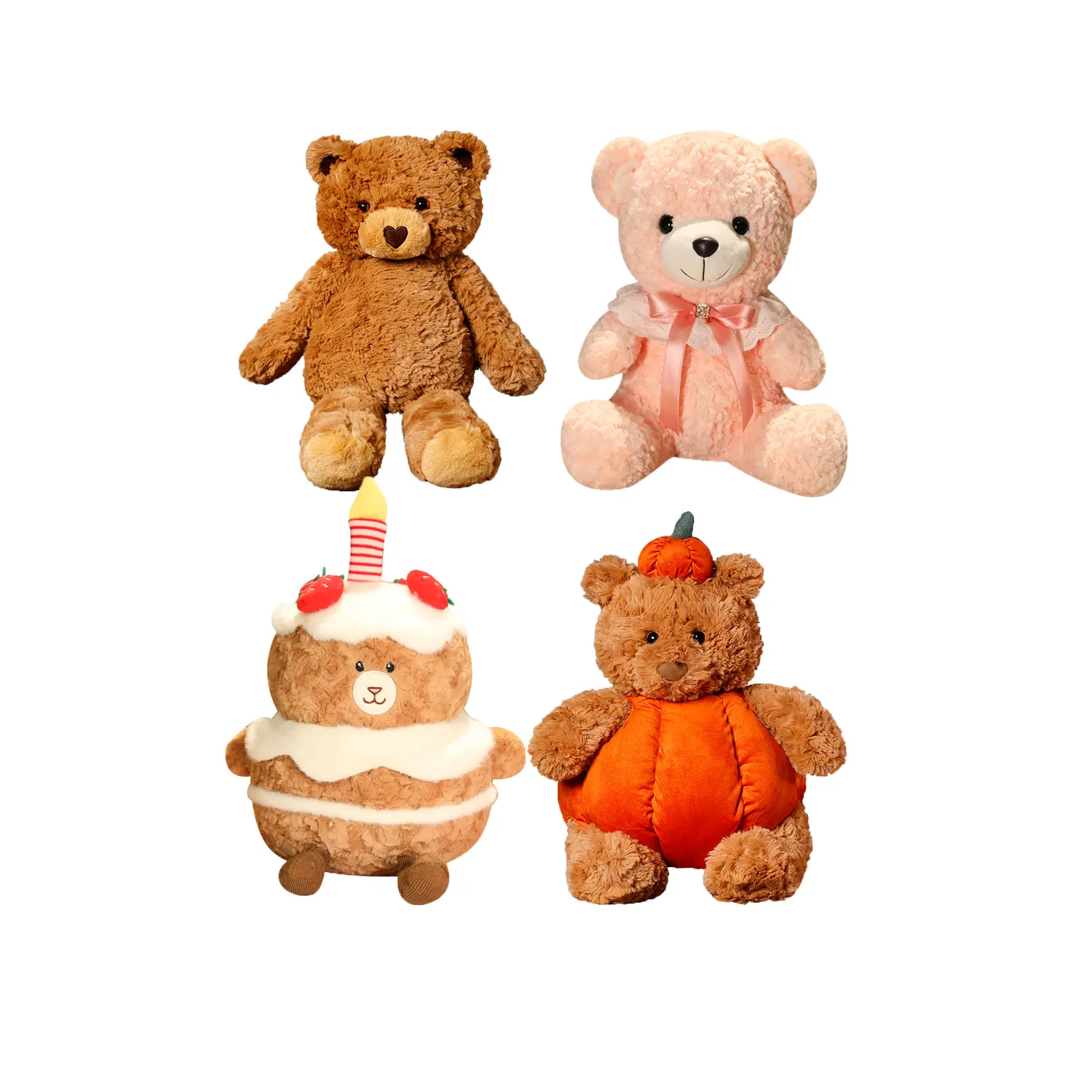 Yangzhou fabbrica all'ingrosso orso orsacchiotto farcito orso di zucca marrone giocattoli simpatici torta di compleanno giocattoli di peluche migliori regali per i bambini