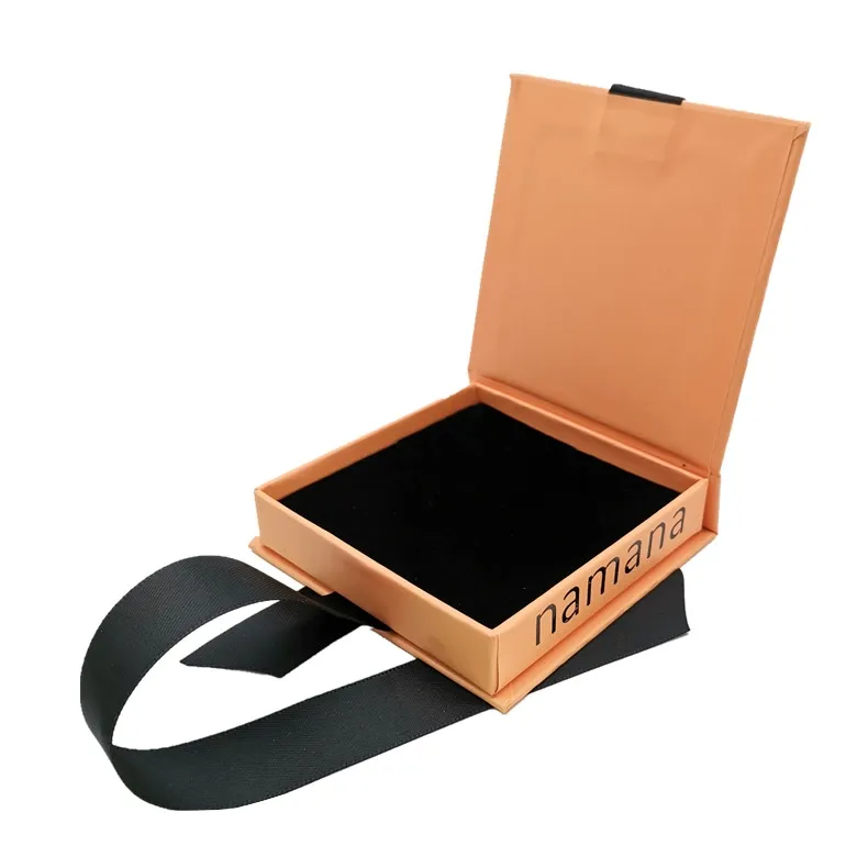 Ruban personnalisé en carton avec Logo imprimé, couvercle rabattable, boîte en papier pour emballage cadeau