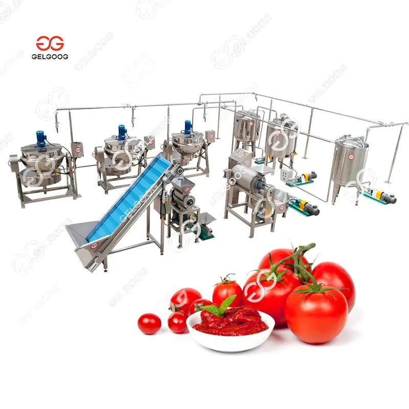 Línea de procesamiento Industrial de 2 toneladas de tomates, máquina para hacer pasta de tomate, línea de producción de pasta de tomate