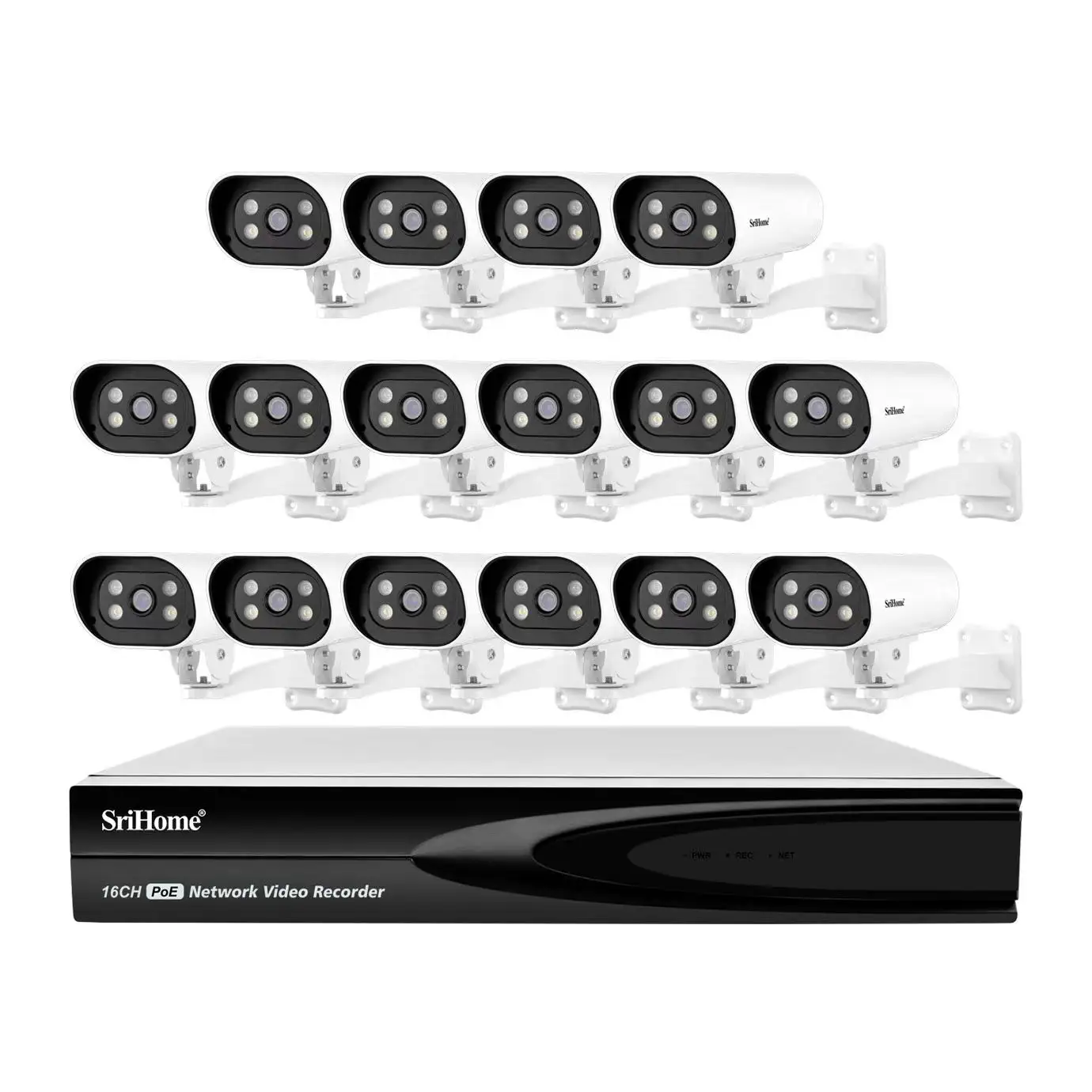2023 Popular 16CH POE NVR CCTV IP Vídeo Nvr Kit H.265 Sistemas De Câmera De Segurança Sistema De Vigilância