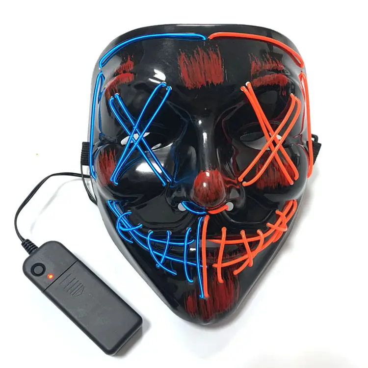 Máscara de Halloween de Venta caliente Máscara de luz LED para Festival Cosplay Disfraz de Halloween Máscara de miedo de alambre de PVC de cara completa