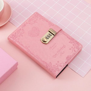 Custom Debossed Logo Pink Black <strong>Notebook</strong> With <strong>Code</strong> Lock Secret Diary Daily Planner Gratitude Journal <strong>Notebook</strong> PU Leather