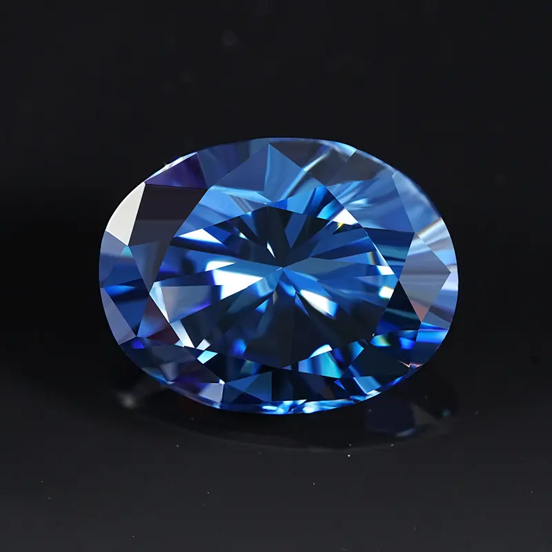 Piedra de Gema cultivada en laboratorio, zafiro azul natural, brillante para siempre, Color claro, Diamante ovalado, moissanita, 1ct