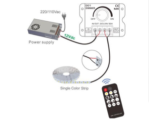 DC12V-24V 30A Knopfsc halter Fernbedienung Einstellbare Helligkeit Dimmen LED-Streifen CCT Single Color Controller Stepless Dimmer - Product Image 6