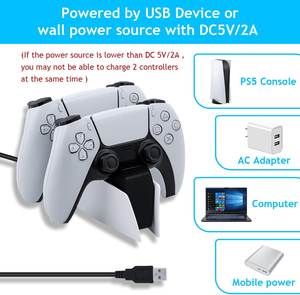 PS5控制器的RGB灯双充电三保护安全双感应控制器的发光二极管充电器站坞站 - Product Image 4