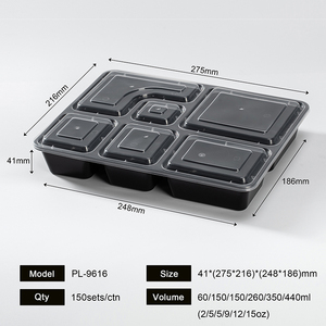 48OZ özel tek kullanımlık Bento öğle yemeği kutuları Microwavable ve Take-Away saklama kapları için Heatable plastik gıda bölmeleri - Product Image 5