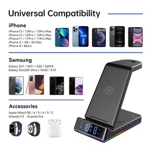 Multifunctional Alarm Clock Wireless Charger,portable 5 in 1 Wireless Charger 15w Fast <strong>Charging</strong> with <strong>Lamp</strong> - Product Image 5