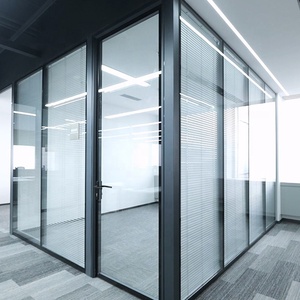 Porta dobrável móvel insonorizada Vidro vitrificado Divisor divisória escritório deslizante Parede divisória temperada