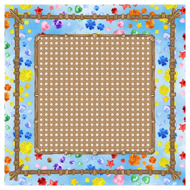 Blue Multicolor Rattan