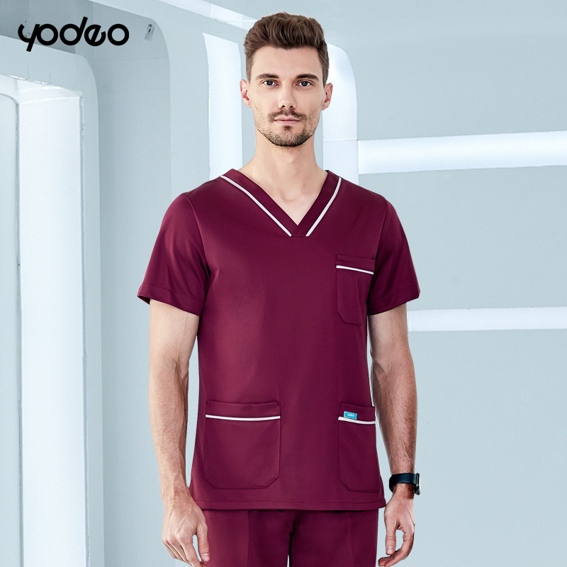 Men's wine red short sleeve