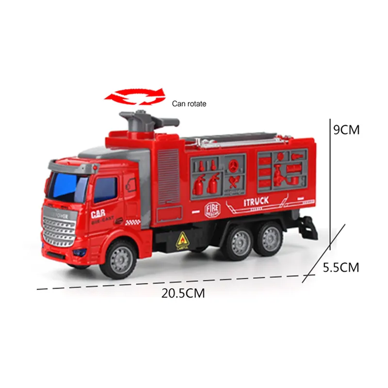 2024 Mới Nhất 1:48 Kim Loại Ma Sát Diecast Xe Tải Nước Sprayable Mô Hình Xe Cứu Hỏa Diecast Xe Kéo Trở Lại Đồ Chơi Cho Trẻ Em