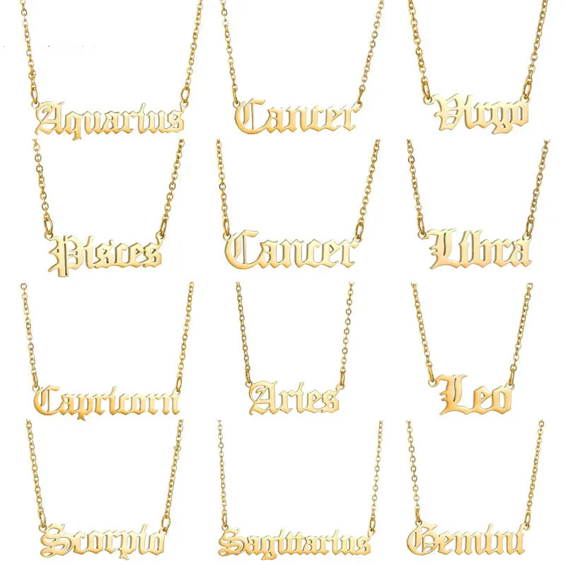 Collier d'horoscope en acier inoxydable, collier de Couple en or 18K, populaire Offre Spéciale