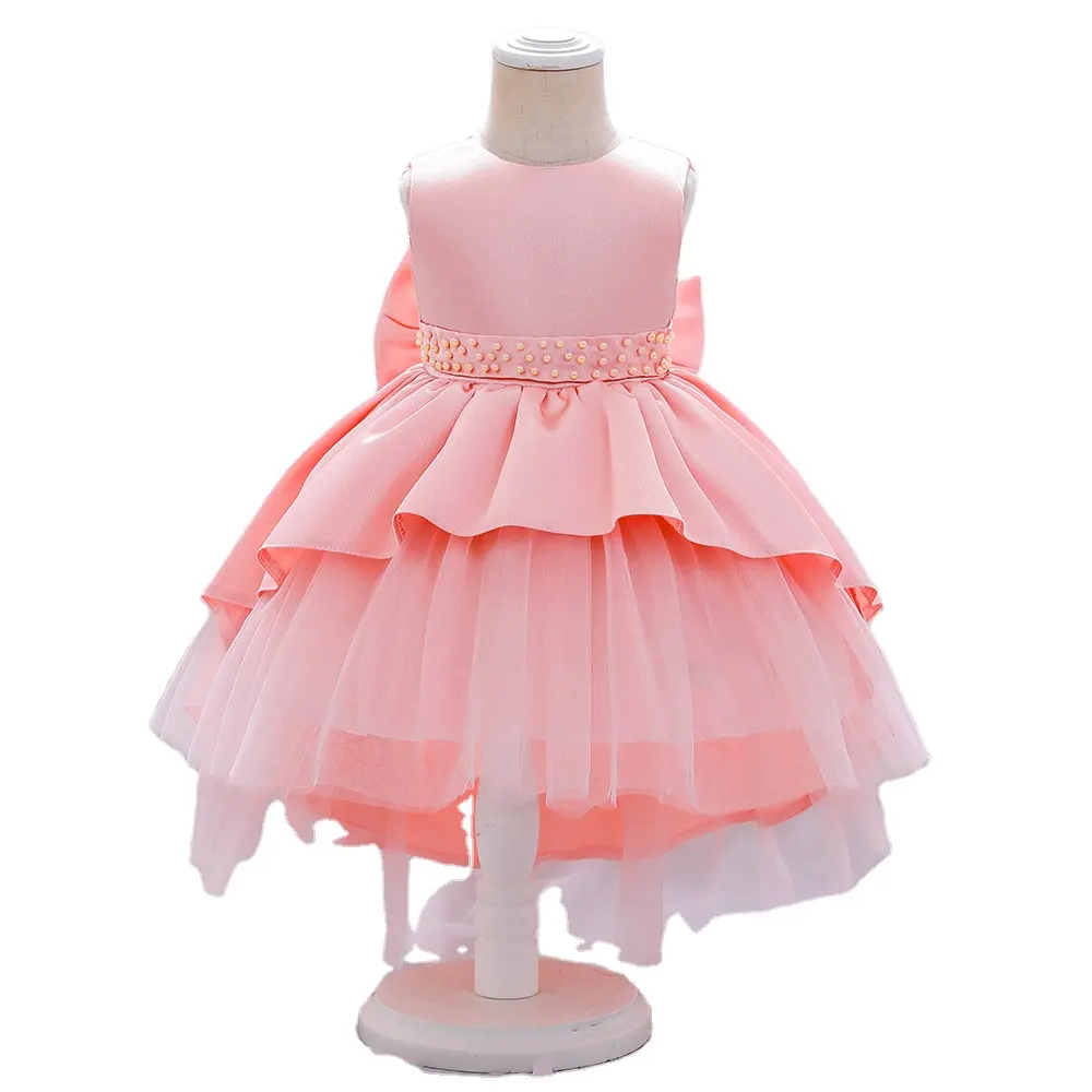 3631, новое модное красивое платье принцессы для маленьких девочек, От 2 до 12 лет для детей, торжественное платье без рукавов для первого дня рождения