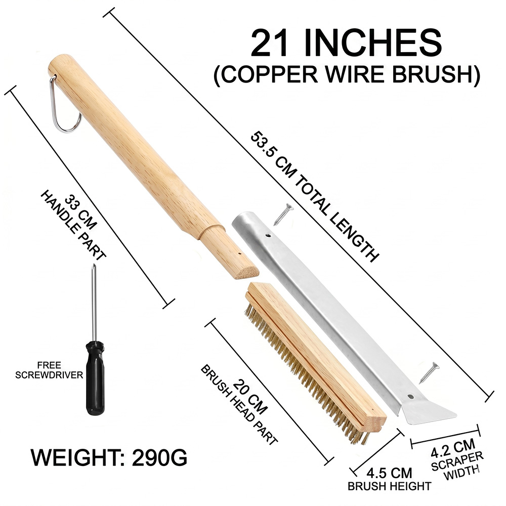 Cepillo de alambre de cobre de madera maciza de 21 pulgadas