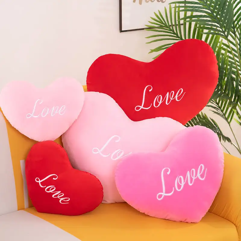 Almohada rosa en forma de corazón Juguete de relleno Día de San Valentín Amor Rosa Cojín Juguete de peluche Soundmaking Felpa al por mayor