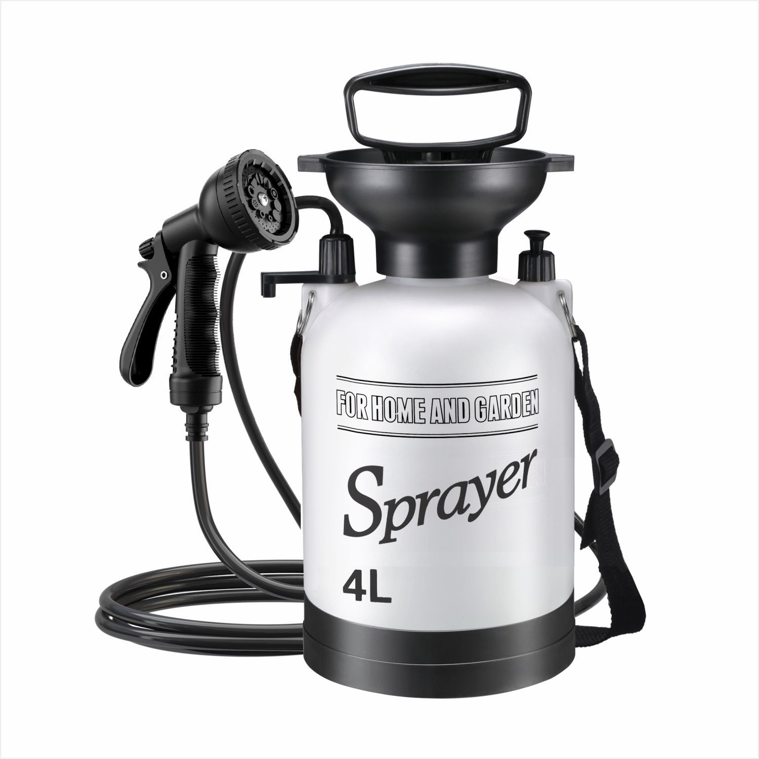 4l white shower with 3m leather tube-black 10 function water gun