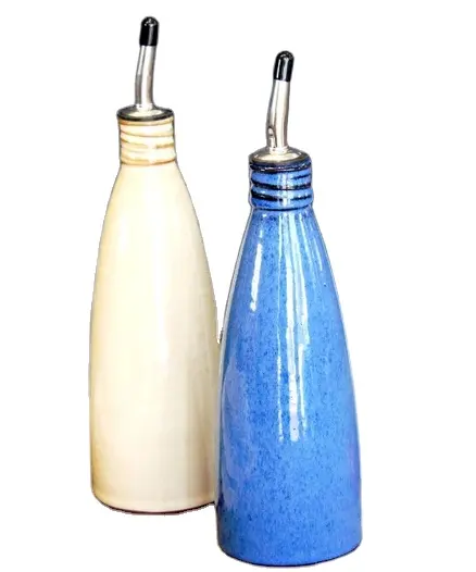 Керамический горшок для оливкового масла ручной работы в рустикальном стиле, специальная цветная керамическая бутылка для масла с носиком, винтажный конусный диспенсер для масла 450 мл