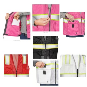 Xzl khả năng hiển thị cao phản quang an toàn vest lưới đa túi dây kéo biểu tượng tùy chỉnh cho công nhân xây dựng - Product Image 2