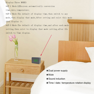 Home Bedroom Modern Large <strong>Digital</strong> LED Display Voice Control <strong>Temperature</strong> Wooden Calendar Clock - Product Image 4