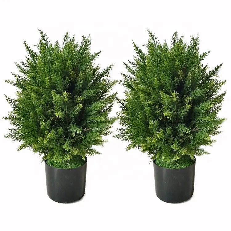 Arbre en cèdre artificiel en forme de boule topiaire, 20 pouces, plantes en pot résistantes aux UV pour l'intérieur et l'extérieur de la maison