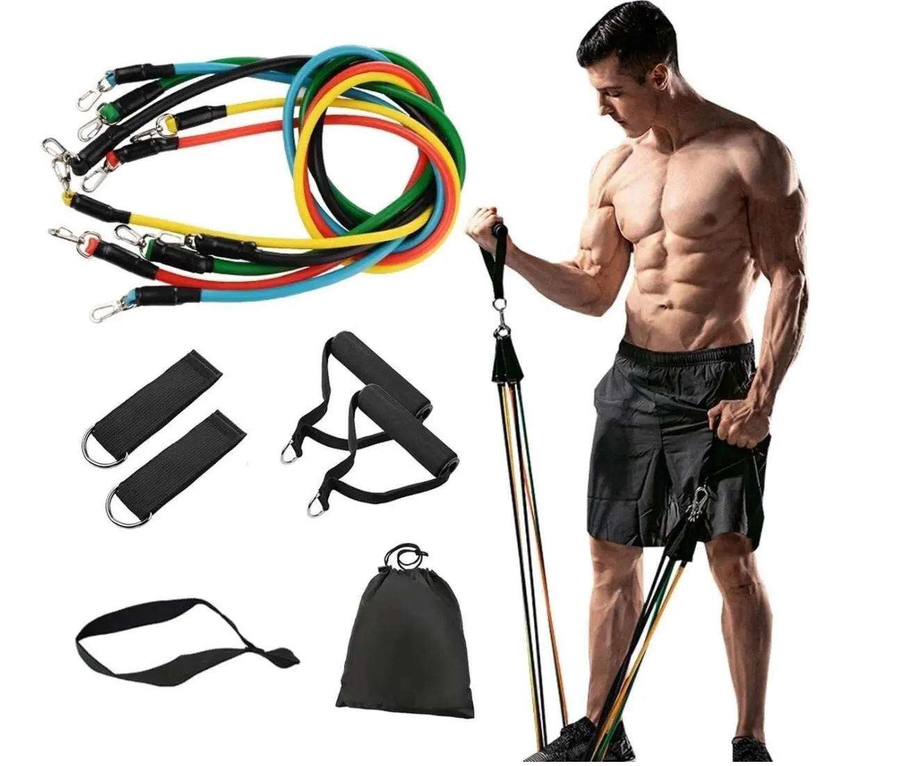 11 teile/satz Latex-Widerstands bänder Set Trainings übungs schläuche Pull Rope Rubber Expander Fitness mit Bag Resi bands