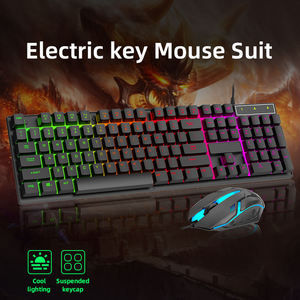 Kit de teclado y ratón para ordenador multifuncional de oficina y hogar barato al por mayor, combo de teclado y ratón para juegos con cable USB retroiluminado