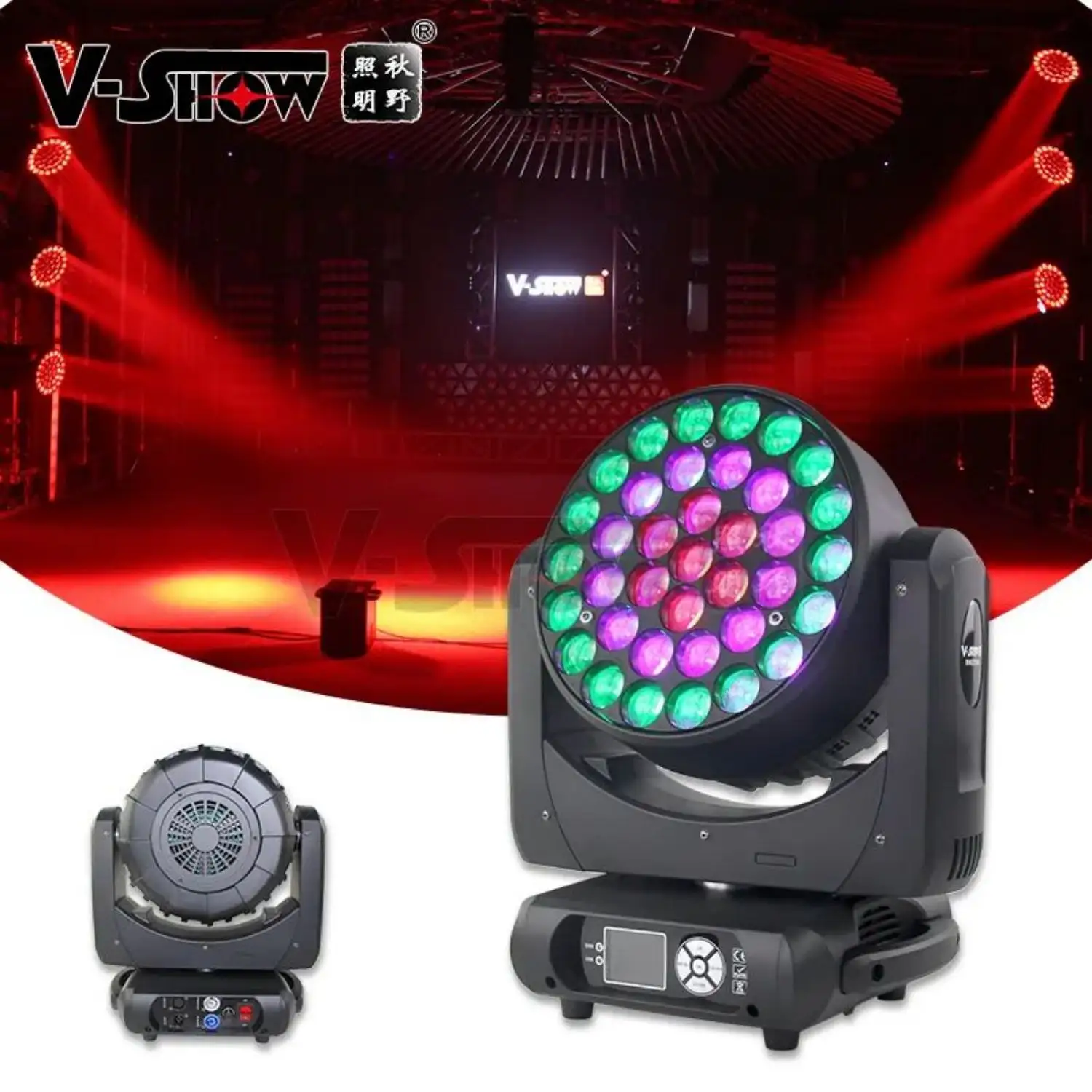 Lampu Sorot LED V-show, Lampu Sorot LED 37*15W RGBW, Lampu Depan Bergerak untuk Klub Panggung