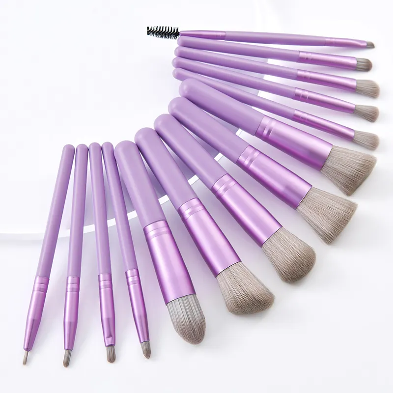 Wholesale Daily 14Pcs Pink/purple Make Up Brush Set Custom Logo Private Label Cosmetic Makeup Brushes SY1031-7