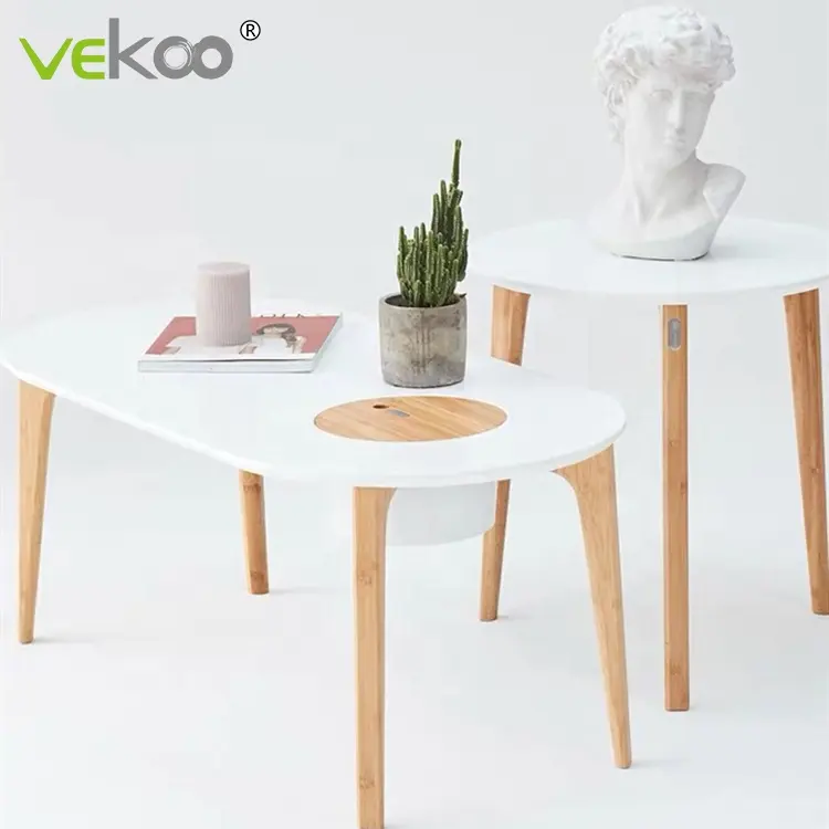 Natural Bamboo Tea Table Wooden Combination Bedside Table Combination Coffee Table for Living Room