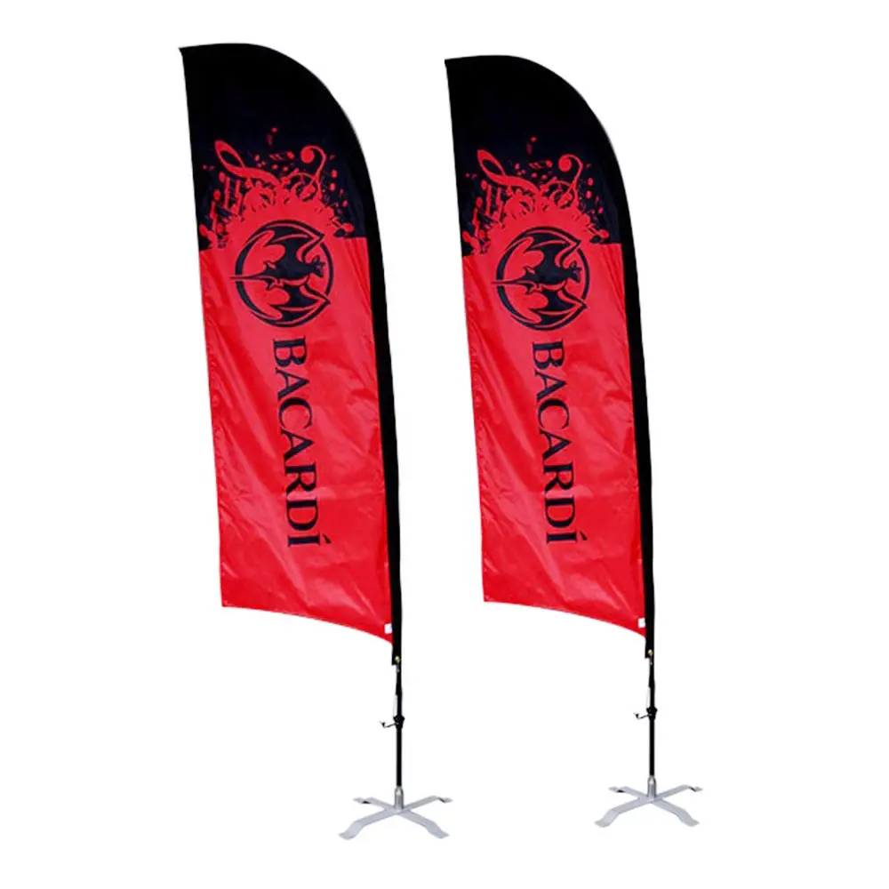 Eventos al aire libre Juegos Impresión personalizada Flying Banner Cuchillo de playa Bandera de plumas con asta