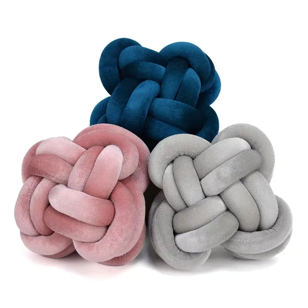 Meilleure Qualité Doux 2 Tubes Boucle en peluche Velours Néerlandais Noeud Boule Coussin Décor À La Maison Noeud Oreiller Coussin De Siège