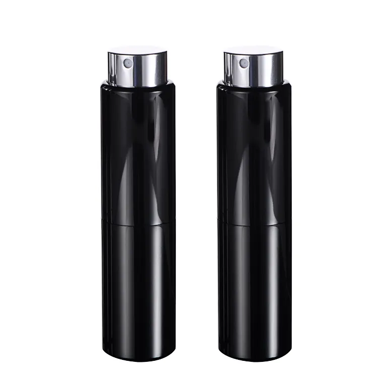 20ml siyah alüminyum atomizer parfüm şişesi büküm metal parfüm atomizer doldurulabilir parfüm sprey şişe