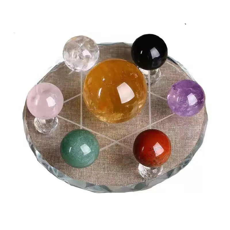 Natural Quartz 2cm 3cm 5cm Small Seven Chakra Crystal Ball Seven Star Array For Home Decoration