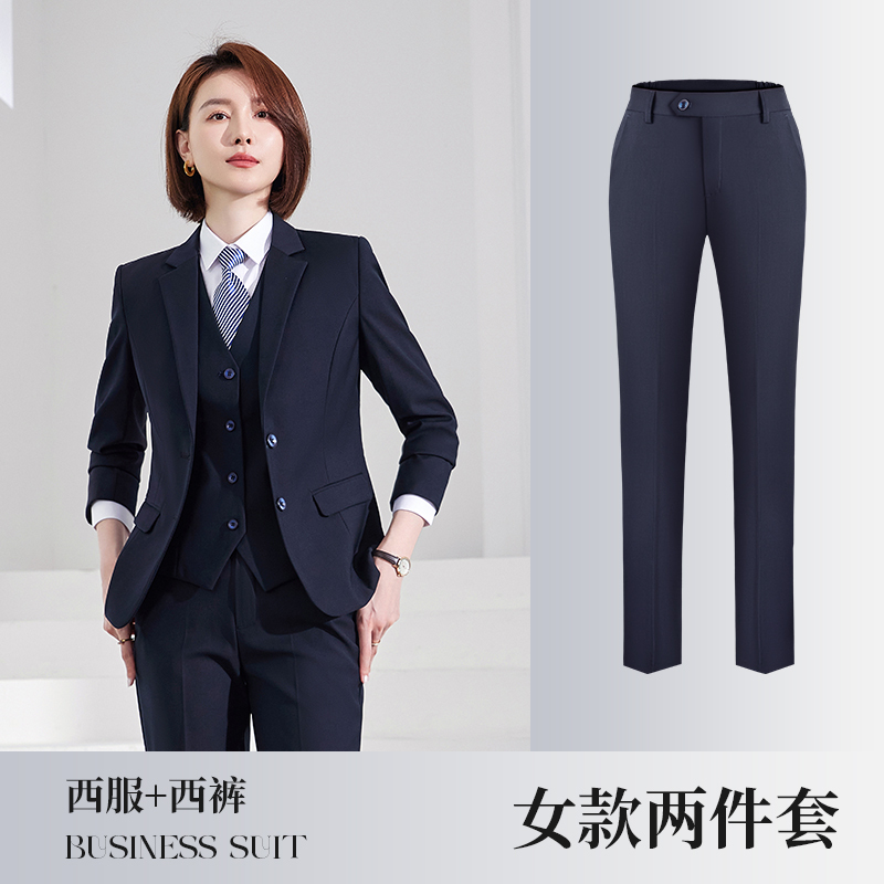 Women-Navy Blue Coat+Pants