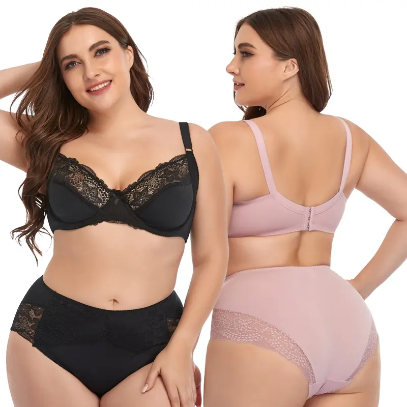 XL-6XL taille européenne Lingerie D tasse femmes à armatures Sexy dames dentelle soutien-gorge costume gros seins grande taille soutien-gorge et culotte femmes ensemble