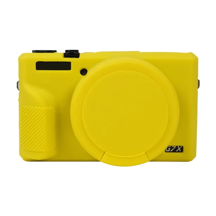 Venta al por mayor accesorios de cámara para Canon PowerShot G7 X Mark III / G7X3 funda protectora de silicona suave con cubierta de lente (amarillo)