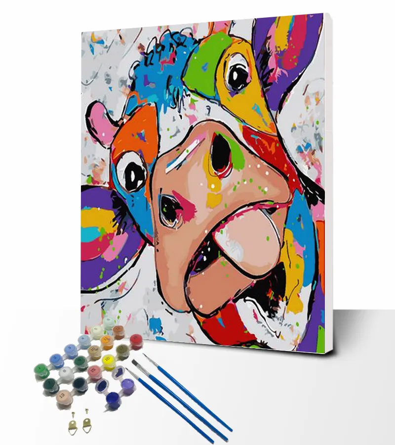 Divertente mucca Hd stampa arte tela pittura vendita all'ingrosso supporto personalizzazione