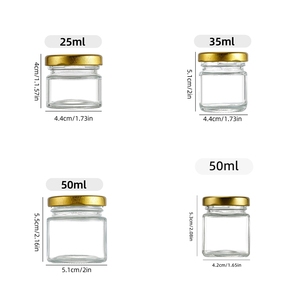 Clear Mini Glass <strong>Jar</strong> 25ml 35ml 50ml Round Flat Cylinder with Screw Metal Cap for Honey Sample Packing Swallow's Nest Packing - Product Image 4