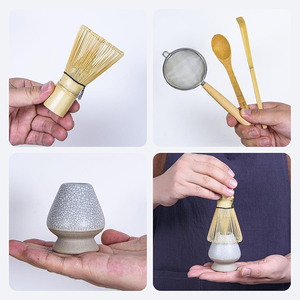 Gıda sınıfı Matcha aracı Set bambu 100 Prong çırpma 2 adet çay kaşığı seramik Chasen tutucu Matcha çayı elek 5 adet Matcha yapma kiti - Product Image 3