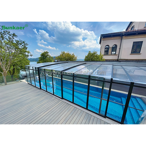 出厂价格坚固稳定的定制铝池外壳，带pc板防紫外线游泳池屋顶 - Product Image 4
