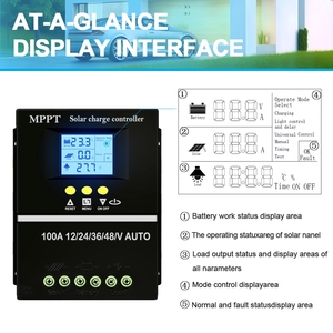 60A 80A MPPT regolatore di carica solare 12V 24V 36V 48V Display LCD batteria pannello solare regolatore intelligente per piombo-acido/litio - Product Image 4