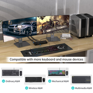 Conmutador HDMI KVM Monitor dual de 2 puertos 4K @ 60Hz, Video DE LA RED 2 Conmutador HDMI KVM 4K Dos monitores Dos ordenadores