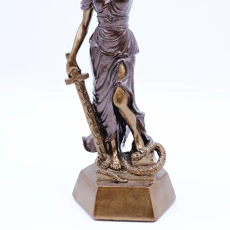 OEM hecho a mano diosa justicia Themis estatua decoración del hogar artesanía personalizada diosa justicia bronce 3D figura en miniatura estatuilla